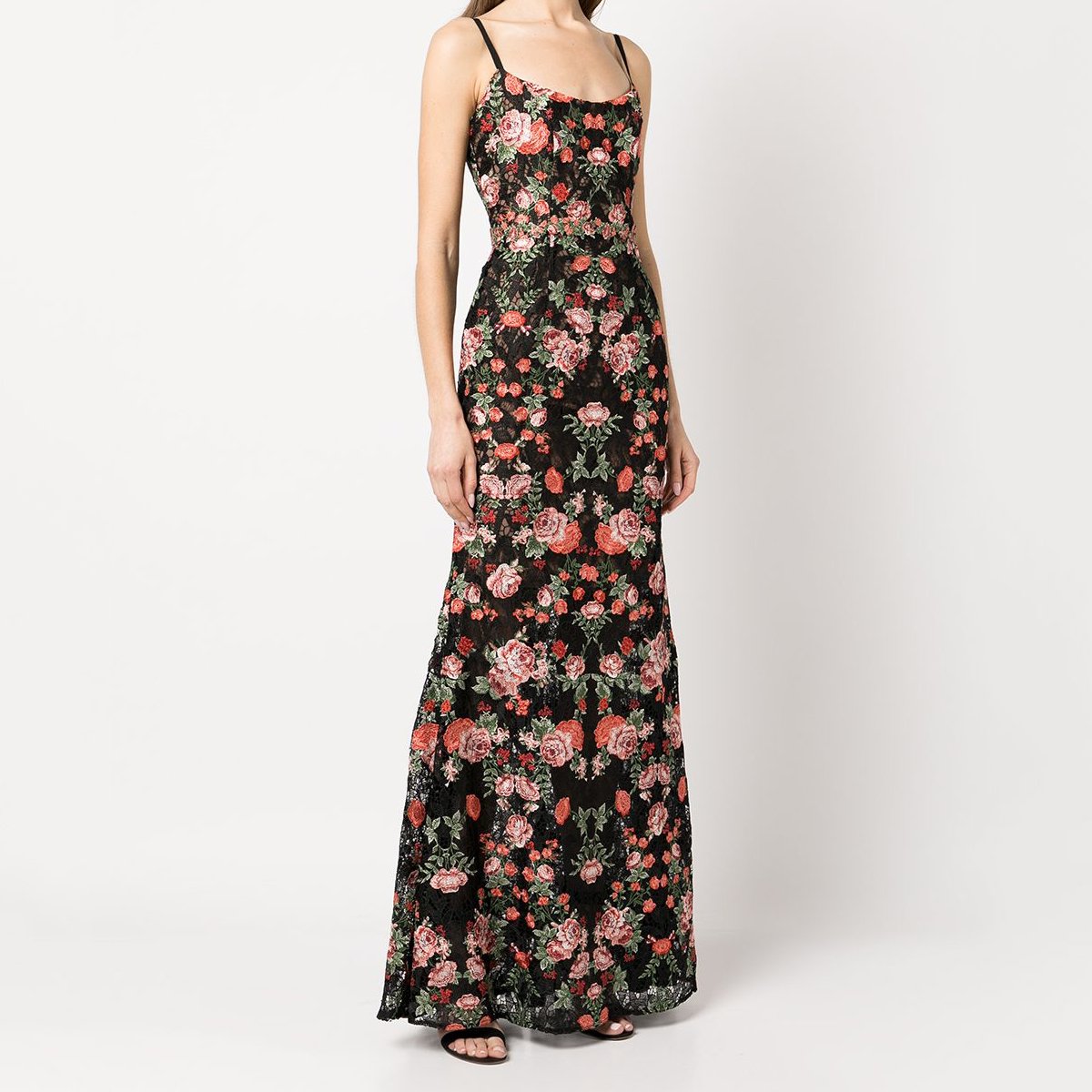 Fashion Trends Designer Luxury Clothes Spaghetti Strap Long Maxi Lace Modest Floral Elegant Evening Gown Dress for Women