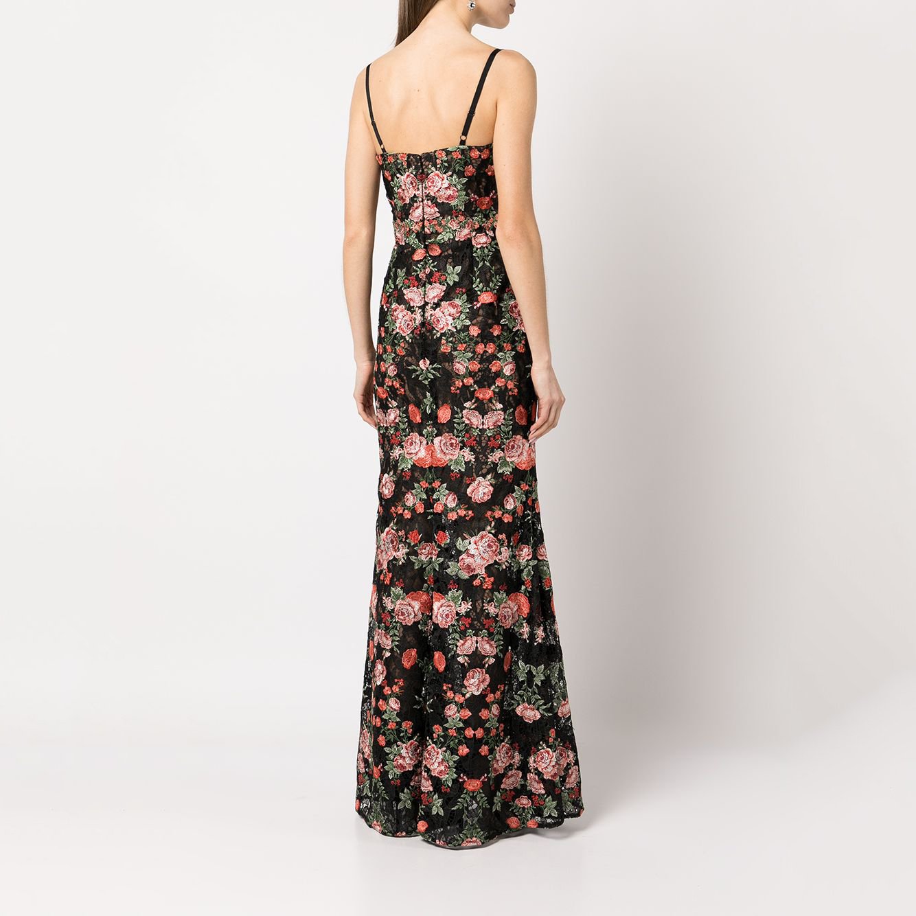 Fashion Trends Designer Luxury Clothes Spaghetti Strap Long Maxi Lace Modest Floral Elegant Evening Gown Dress for Women
