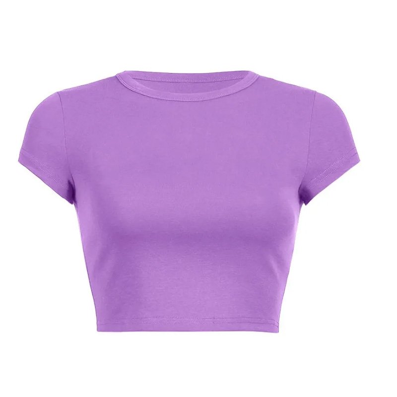 Custom Print Plain Summer Cotton Slim Fit T Shirt Cropped Tops Ladies Sexy Tee T Shirt Hip Hop T Shirts Crop Top For Women