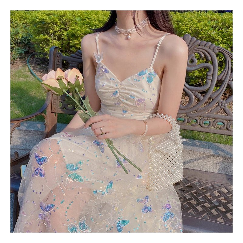 SCX005 Multicolor Gradient Sequins Embroidered Tulle mesh Lace Fabric Women's Spring Dress Fabric
