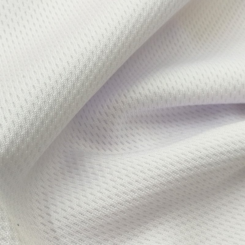 stock lot 75D/72F eyelet mesh football jersey fabric 100%polyester white bird eye mesh fabric for sublimation print