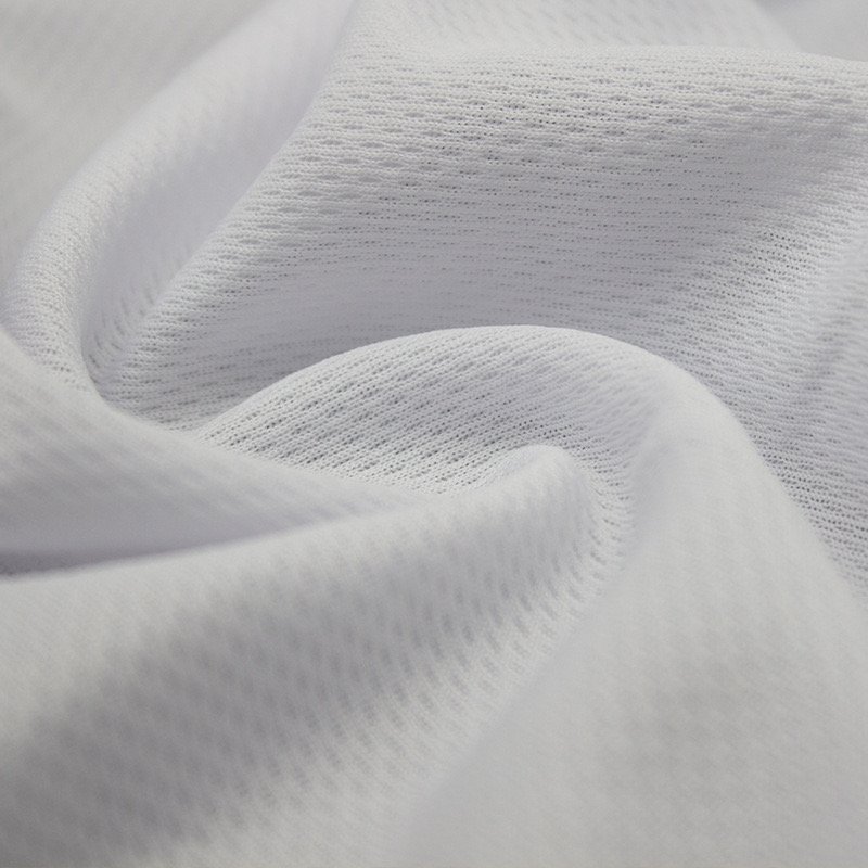 stock lot 75D/72F eyelet mesh football jersey fabric 100%polyester white bird eye mesh fabric for sublimation print