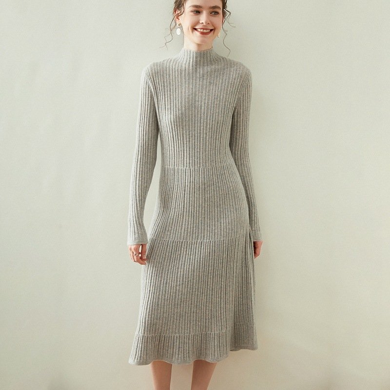 Cashmere knitwear pullover casual elegent women's sweater jumper knitted dress long sleeve women clothing winter sweater dress