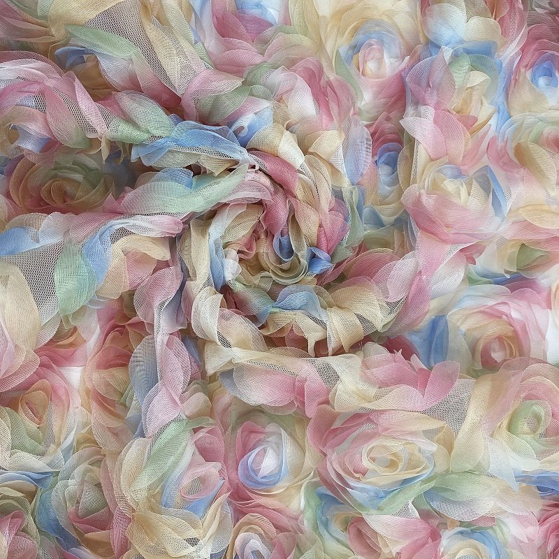 Low price 3D flower lace fabric embroidery fabric tape lace OEM embroidery for hats