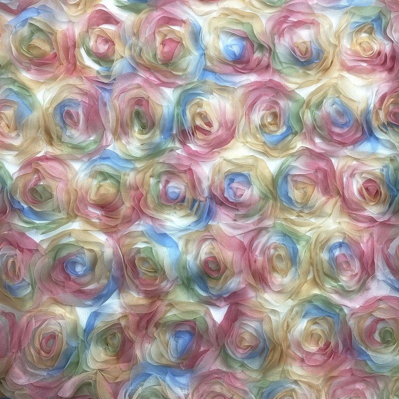 Low price 3D flower lace fabric embroidery fabric tape lace OEM embroidery for hats