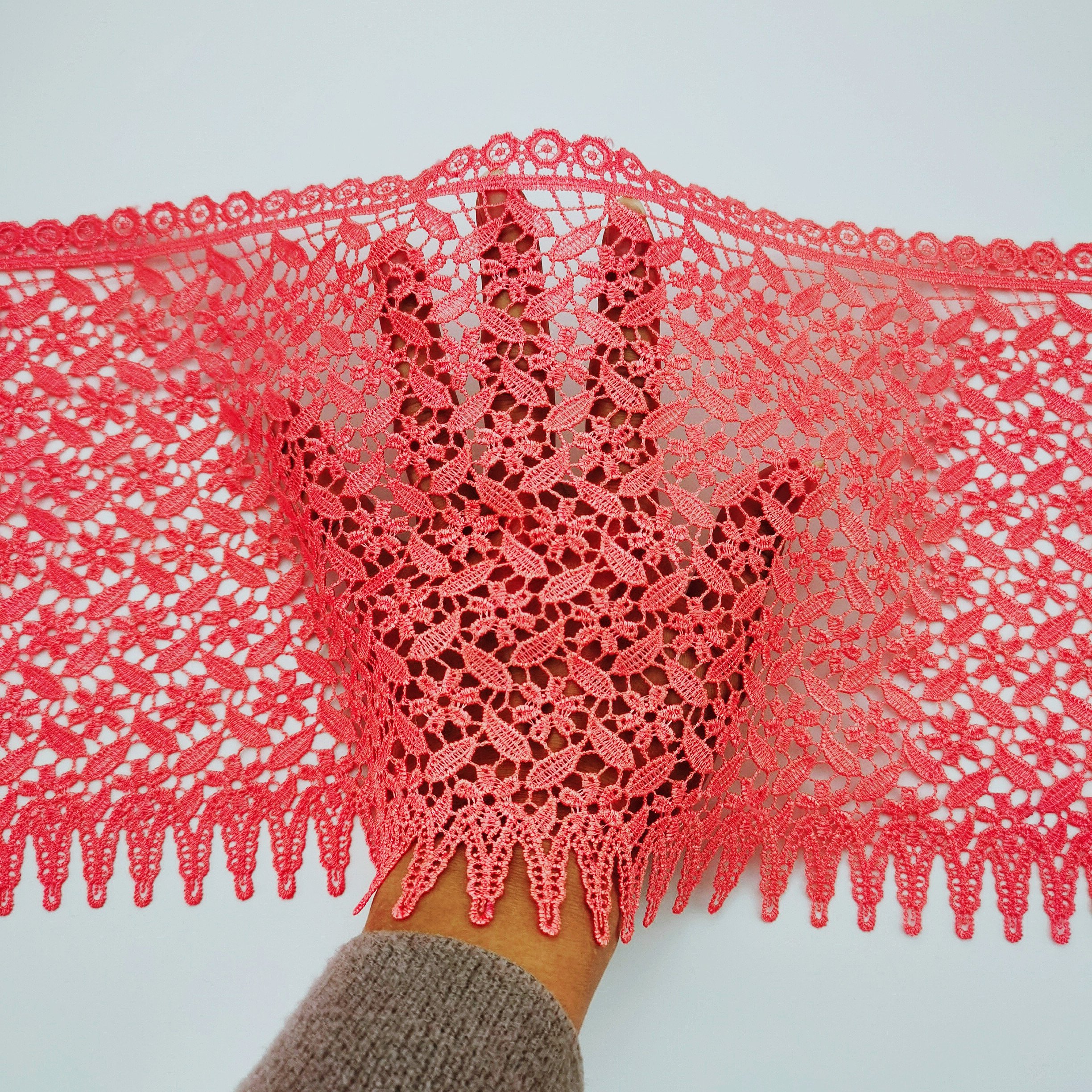 High quality milk silk lace polyester chemical lace trim guipure border lace trim for accessories