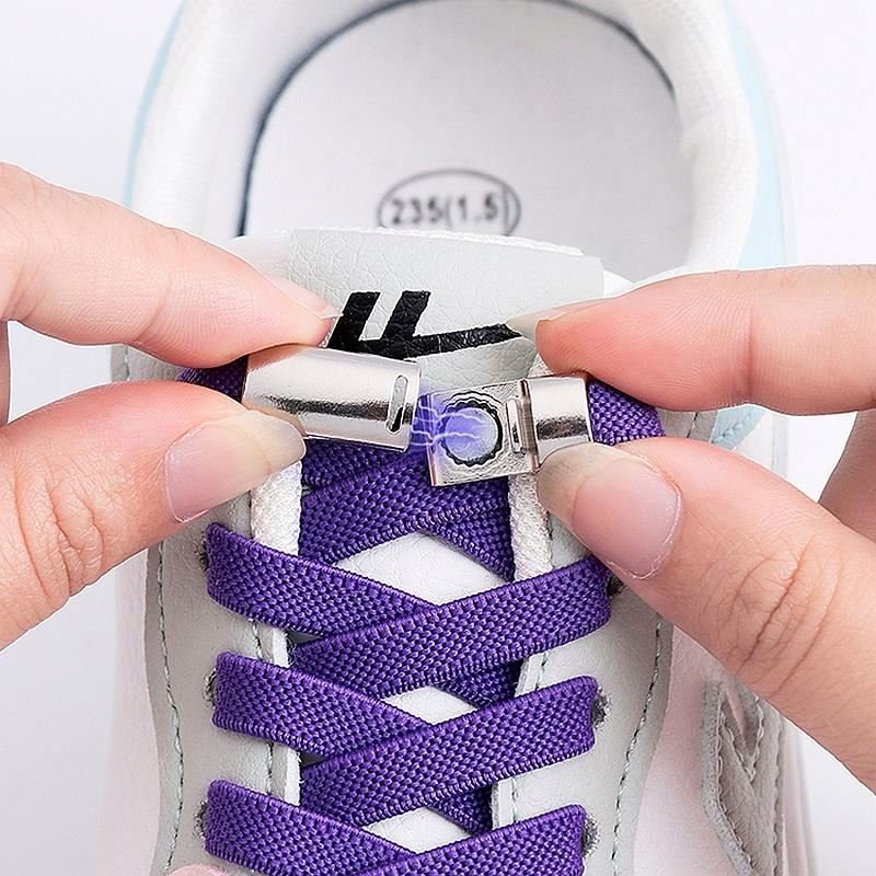 Magnetic Lock Shoelaces Without Ties Elastic Laces Sneakers No Tie Shoe Laces Kids Adult 8mm Width Flat Shoelace