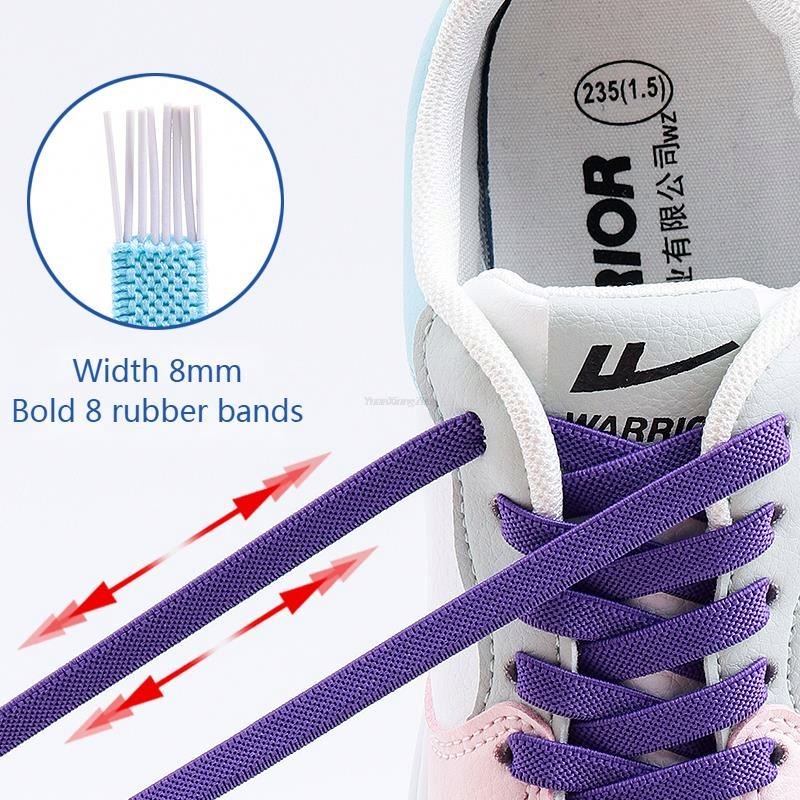 Magnetic Lock Shoelaces Without Ties Elastic Laces Sneakers No Tie Shoe Laces Kids Adult 8mm Width Flat Shoelace