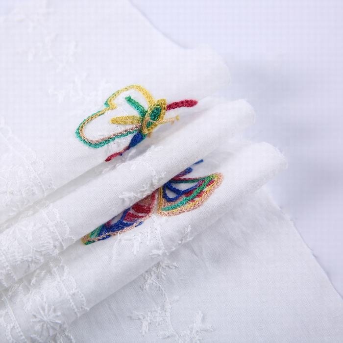 Summer Fashion garment cloth material white plain woven butterfly embroidery fabric in cotton for shirt