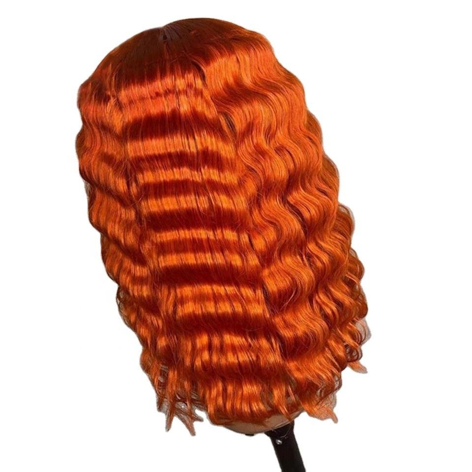 Transparent Lace Remy human hair from Vietnam Renewable Wigs Wholesale Vietnamese HumanHair Color Orange Deep Wave BobExtensions