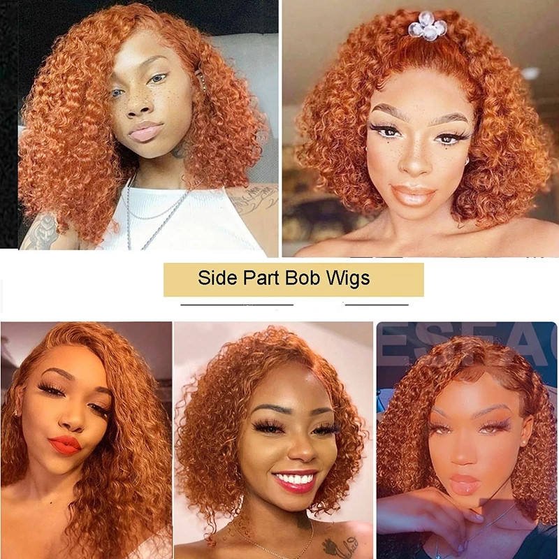 Transparent Lace Remy human hair from Vietnam Renewable Wigs Wholesale Vietnamese HumanHair Color Orange Deep Wave BobExtensions