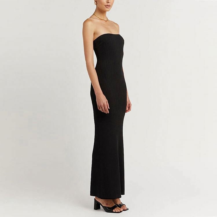 2022 Custom Rib Dresses Strapless Designer Ladies Straight dress