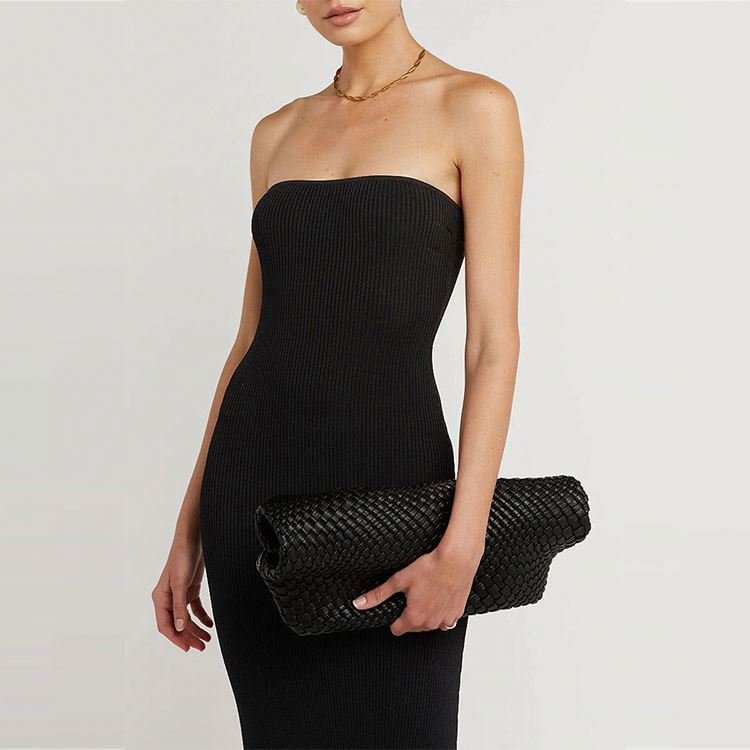 2022 Custom Rib Dresses Strapless Designer Ladies Straight dress