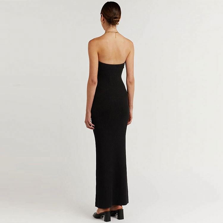 2022 Custom Rib Dresses Strapless Designer Ladies Straight dress