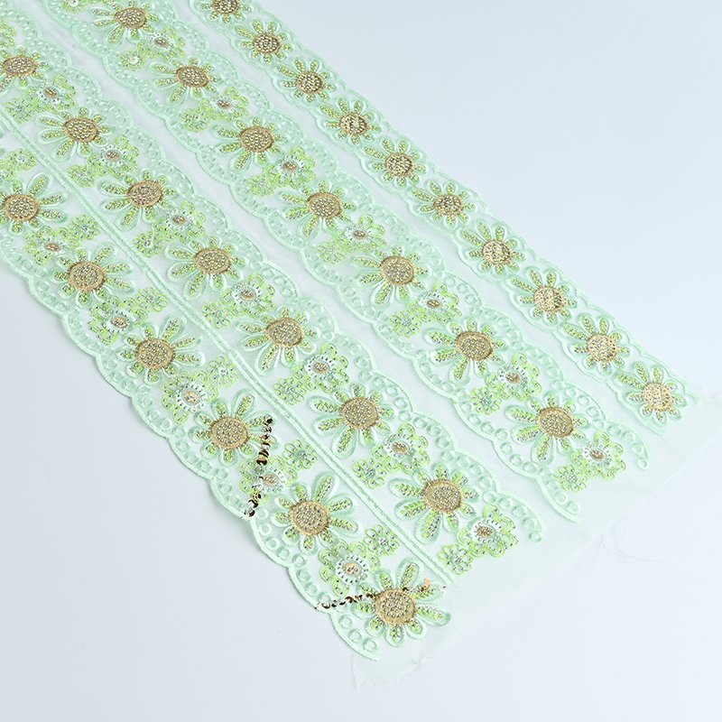 New Arrival Top Quality Water Soluble Pierced Colorful Embroidery Sparkle Sequin Laces Trim for Tatting Lace Trim
