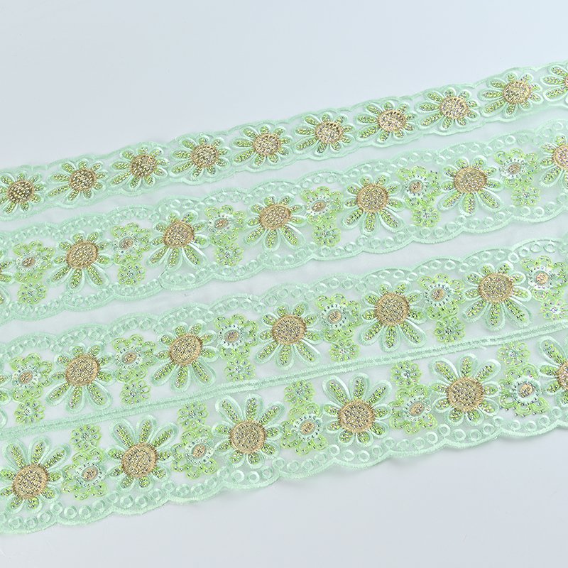 New Arrival Top Quality Water Soluble Pierced Colorful Embroidery Sparkle Sequin Laces Trim for Tatting Lace Trim