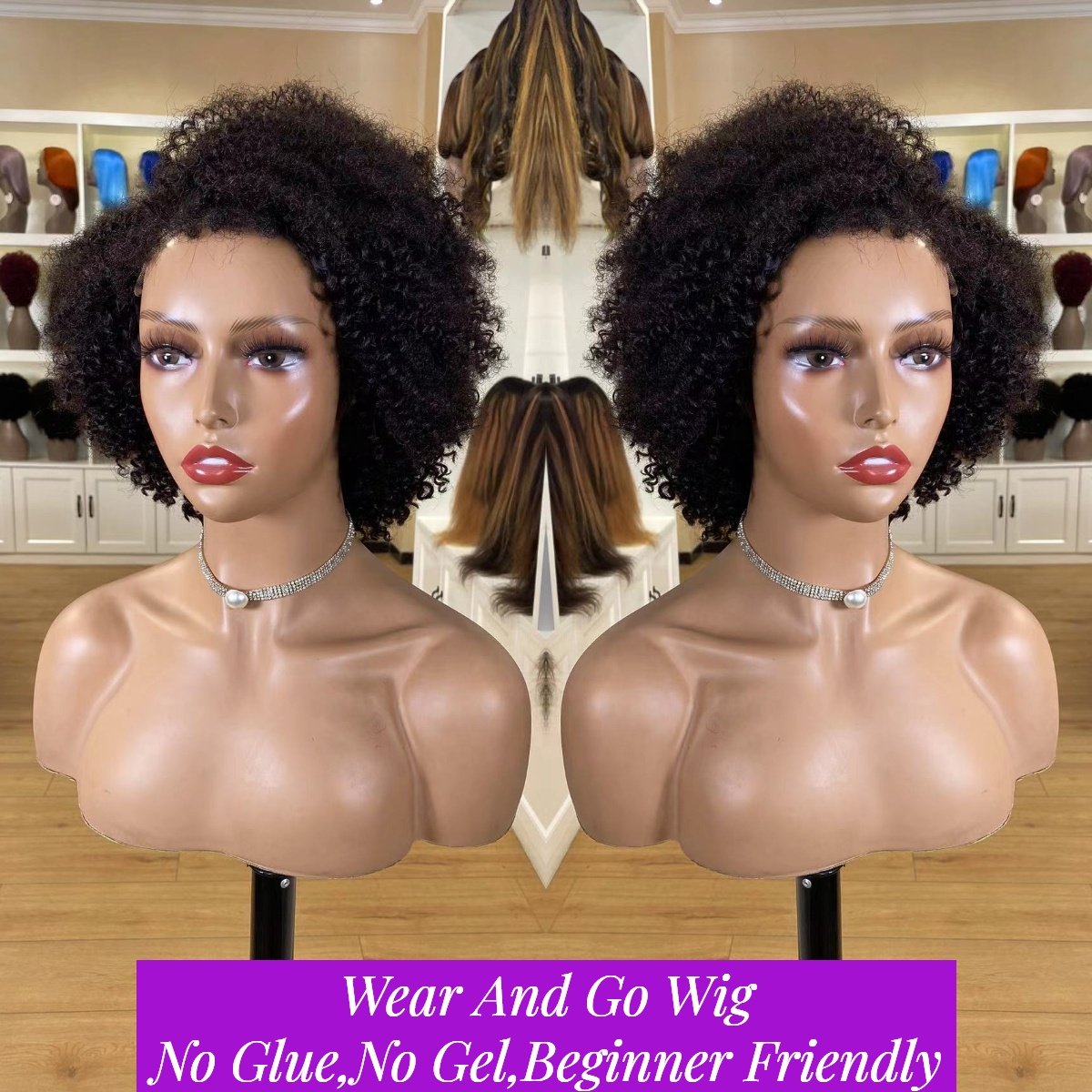 8 Inch 4C Edges Hairline Curly Afro Bob Wig,Pre Plucked Bleached Knots Side Part Lace Wig,Short 4x4 Glueless Human Hair Wigs