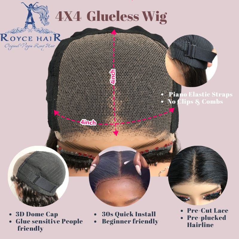 8 Inch 4C Edges Hairline Curly Afro Bob Wig,Pre Plucked Bleached Knots Side Part Lace Wig,Short 4x4 Glueless Human Hair Wigs