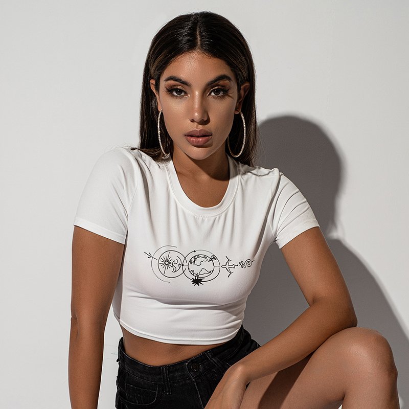 wholesale knitted fashion crop top print on demand ribbed baby tee y2k blank crop tops for women T-Shirts