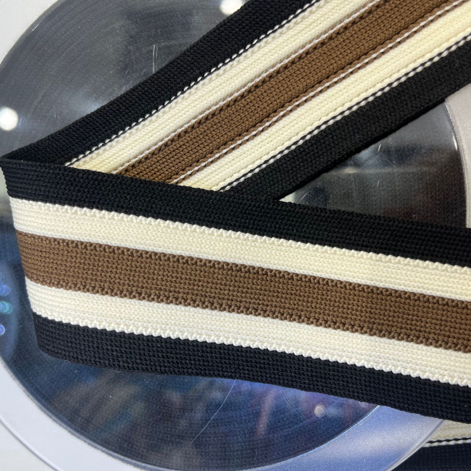 Slight Elasticity New Style In Stock Colored Elastic Tape Knitting rib Striped Webbing for Clothing Decorative