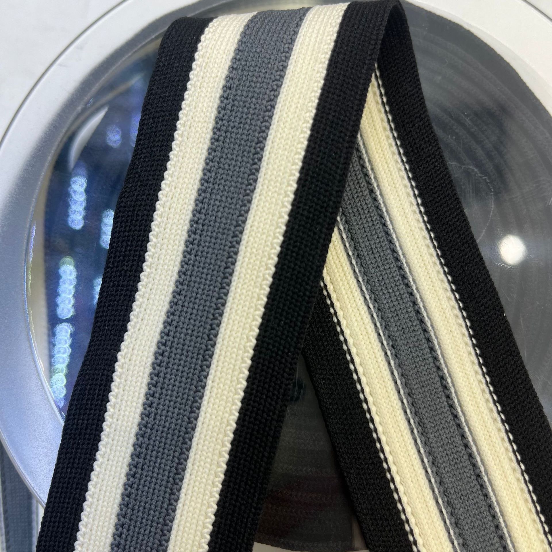 Slight Elasticity New Style In Stock Colored Elastic Tape Knitting rib Striped Webbing for Clothing Decorative