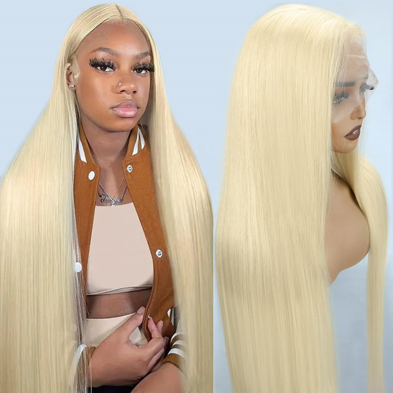 13x4 HD Transparent Swiss Lace Frontal Pre Plucked 180% 200% 250% Straight Wave 613# Blonde Color Wig For European Women