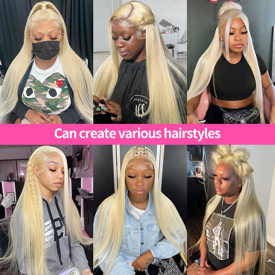13x4 HD Transparent Swiss Lace Frontal Pre Plucked 180% 200% 250% Straight Wave 613# Blonde Color Wig For European Women