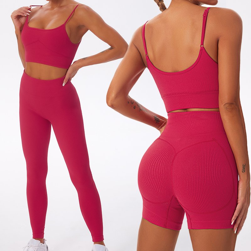 Custom Logo Women Gym Seamless Sports Bra Fitness Leggings Set Workout Gym Wear Soft Stretchy 4 Pieces Ribbed Seamless Yoga Set