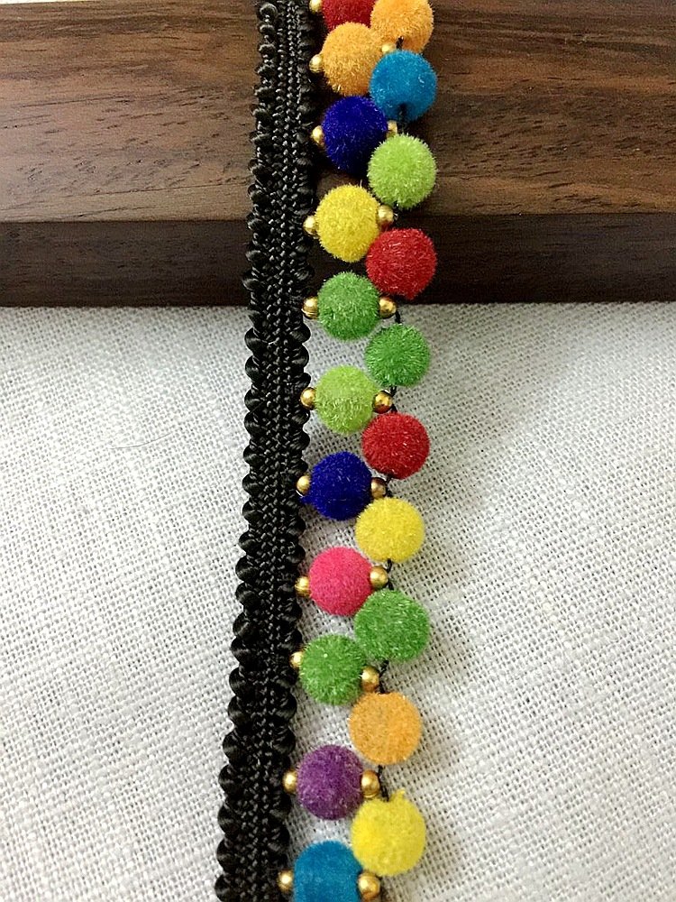 Factory sell Colorful pompom ribbon lace for Wedding dress Clothing decorative accessories