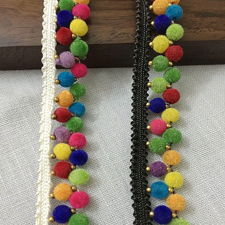 Factory sell Colorful pompom ribbon lace for Wedding dress Clothing decorative accessories