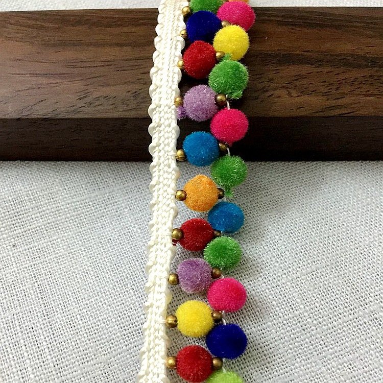 Factory sell Colorful pompom ribbon lace for Wedding dress Clothing decorative accessories