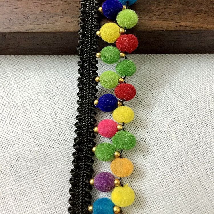 Factory sell Colorful pompom ribbon lace for Wedding dress Clothing decorative accessories