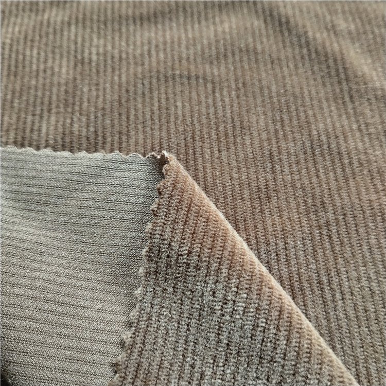 Best Sell Brush super soft Polyester spandex warp Knit Rib Stripe Velvet Fabric for Trousers garment