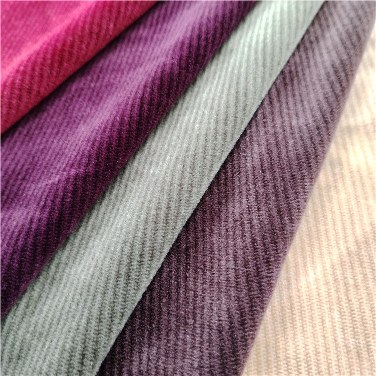 Best Sell Brush super soft Polyester spandex warp Knit Rib Stripe Velvet Fabric for Trousers garment