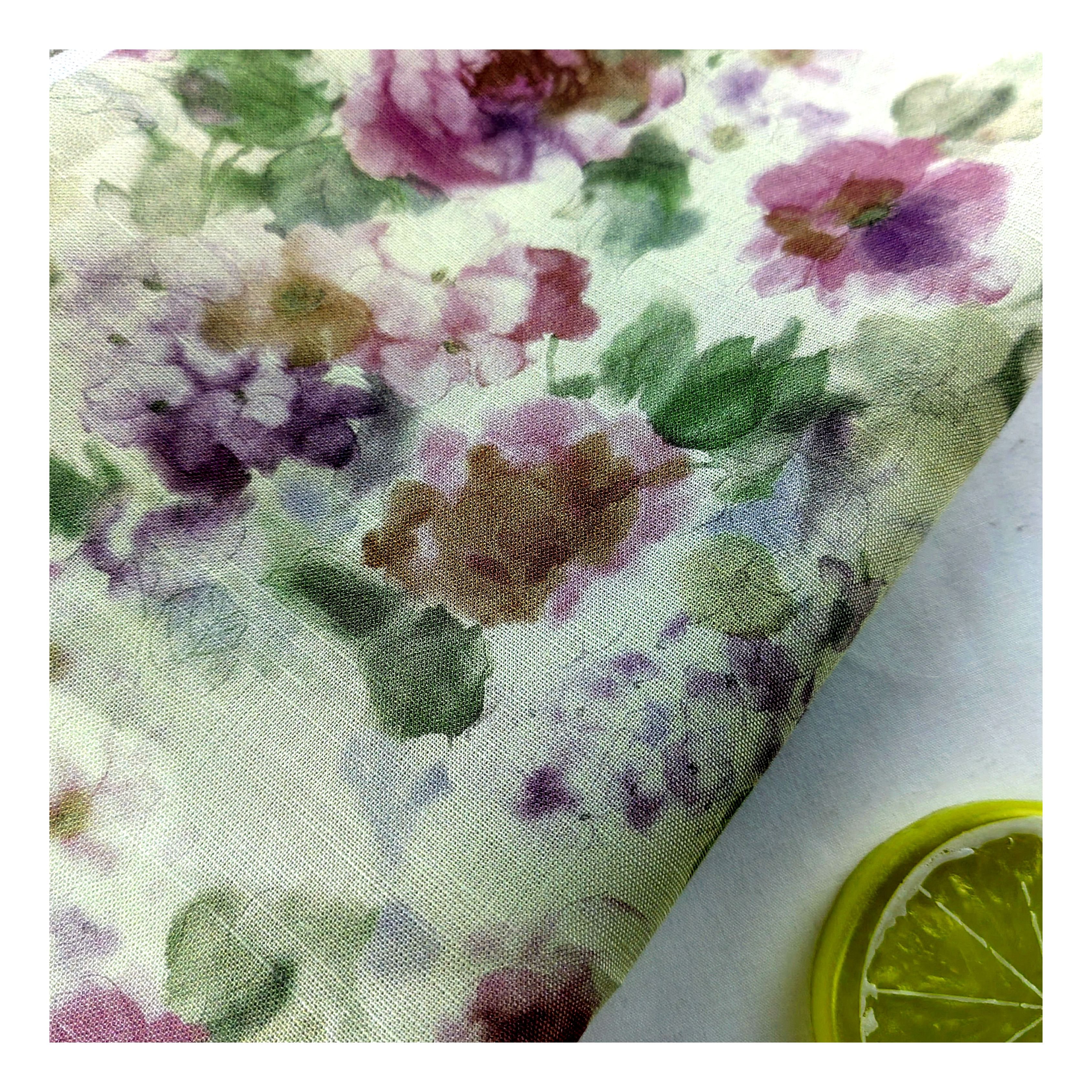 Customized pattern 78gsm Direct Injection Digital Printing 42S 100% Ramie Fabric for Dresses
