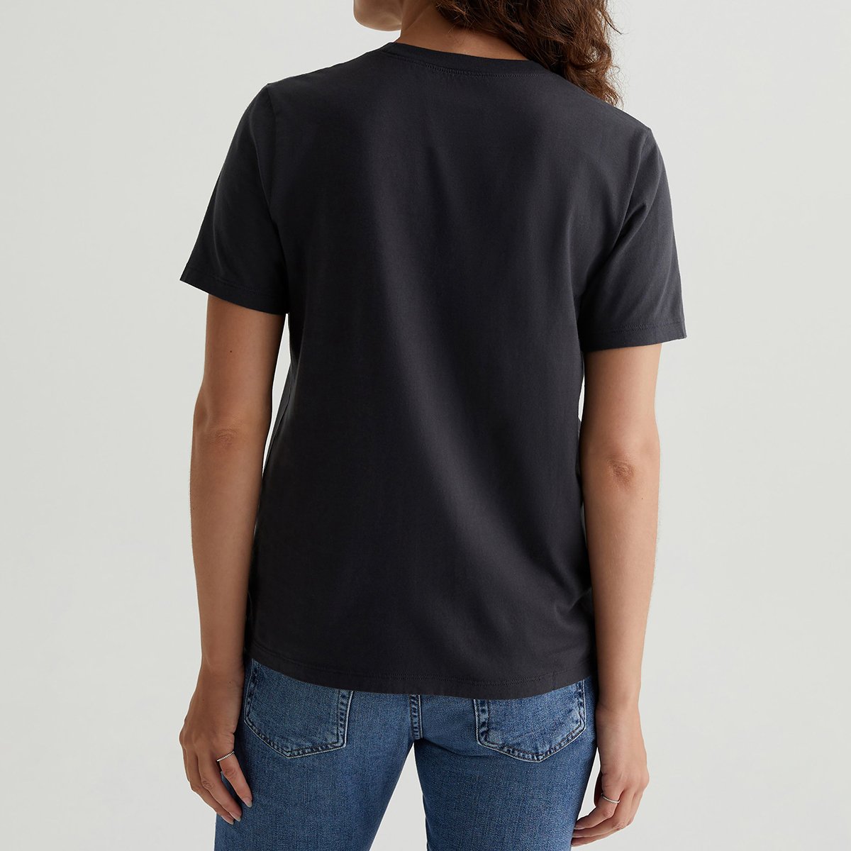 OEM/ODM Custom Dark Grey Women's Classic Crew Neck Tee - 1X1 Rib Neckband, Premium Knit, 100% Cotton, S&Z-Twist Yarns