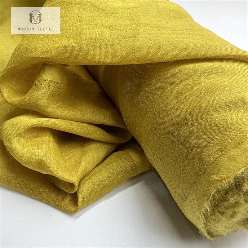 Mindun Fast Dispatch Wholesale 60gsm Natural 100 Ramie Wrinkled Linen Fabric Exporter