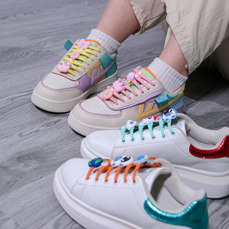 New Arrival No Tie Shoelace Elastic With Cartoon Diy Charms Shoe Laces Silicon Shoelaces Decorative for Kids Shoestrings