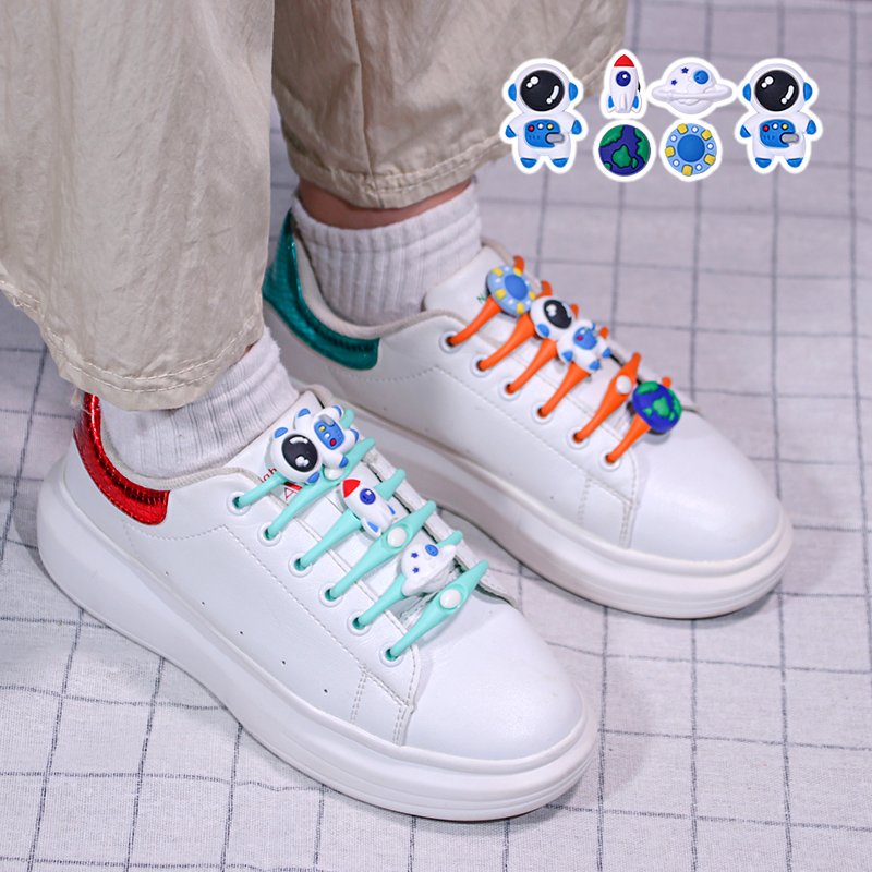 New Arrival No Tie Shoelace Elastic With Cartoon Diy Charms Shoe Laces Silicon Shoelaces Decorative for Kids Shoestrings