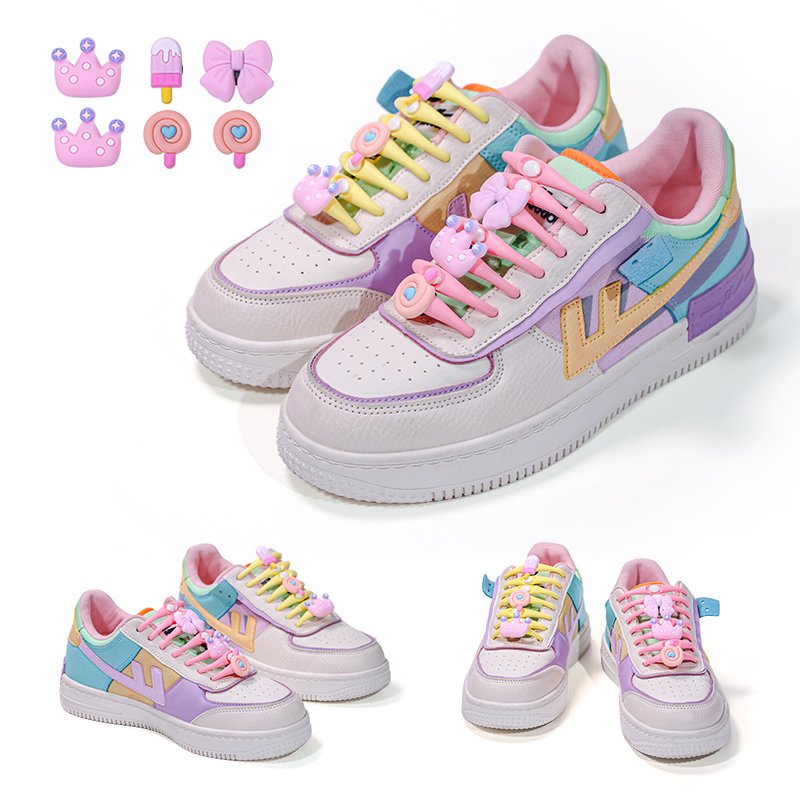 New Arrival No Tie Shoelace Elastic With Cartoon Diy Charms Shoe Laces Silicon Shoelaces Decorative for Kids Shoestrings