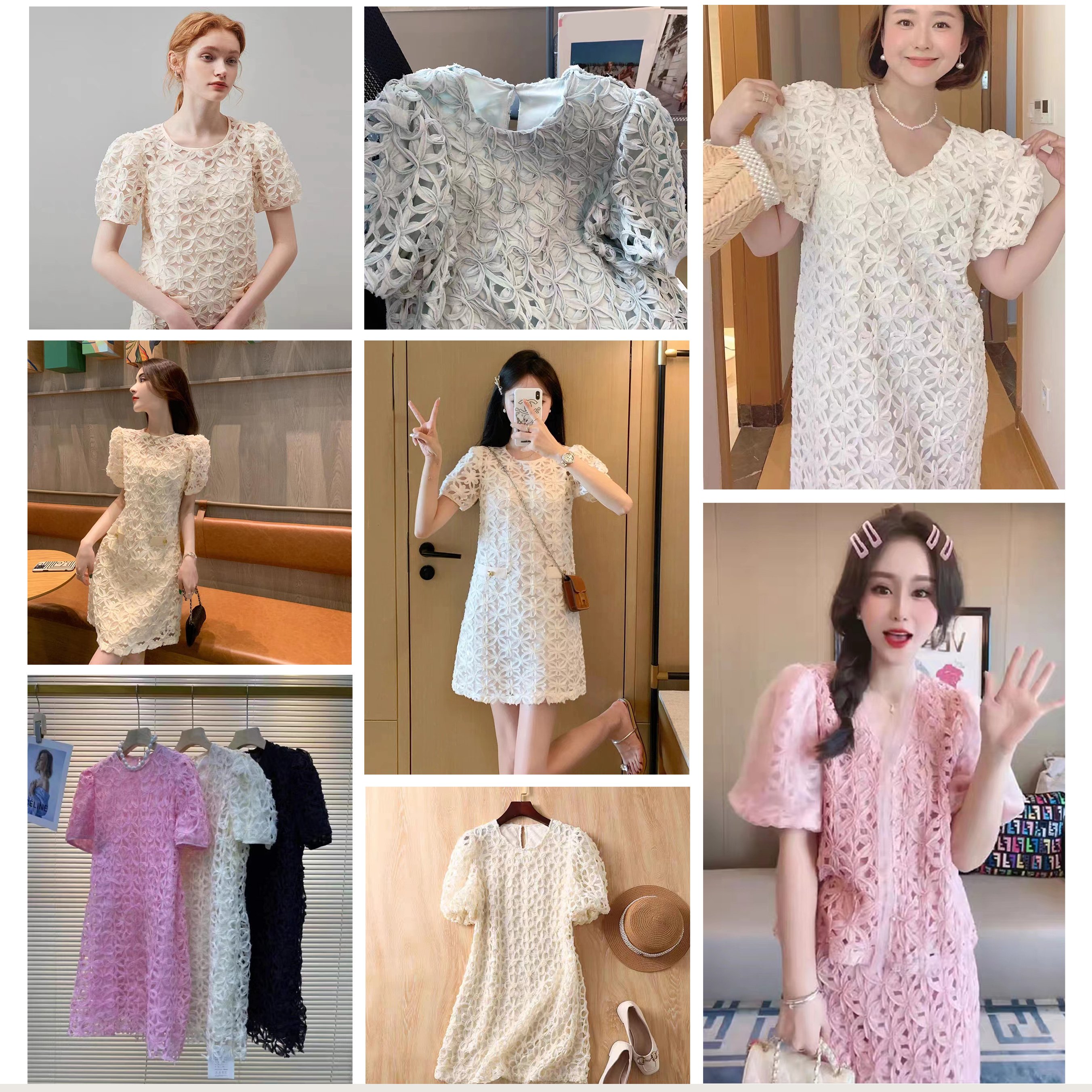 Stock Sale Fashion Designer Chiffon Fabric White Circle Geometric Pattern Lace Embroidery Fabric For Skirt Headdress Dress
