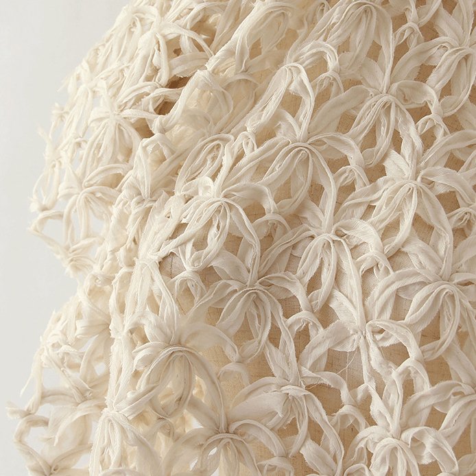 Stock Sale Fashion Designer Chiffon Fabric White Circle Geometric Pattern Lace Embroidery Fabric For Skirt Headdress Dress