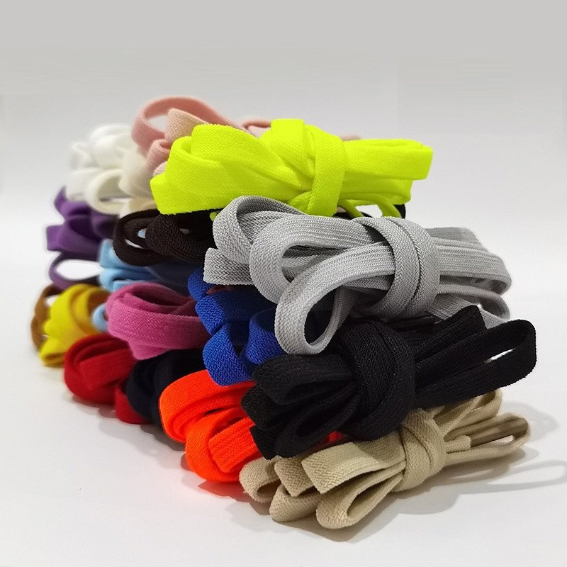 1 Pair 8mm Flat Elastic Shoelaces 100% Spandex Stretch Shoe laces for Sneakers and all Kind of shoelaces 100cm/120cm