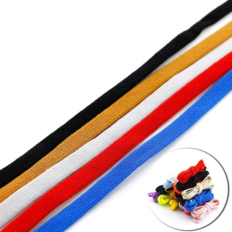 1 Pair 8mm Flat Elastic Shoelaces 100% Spandex Stretch Shoe laces for Sneakers and all Kind of shoelaces 100cm/120cm
