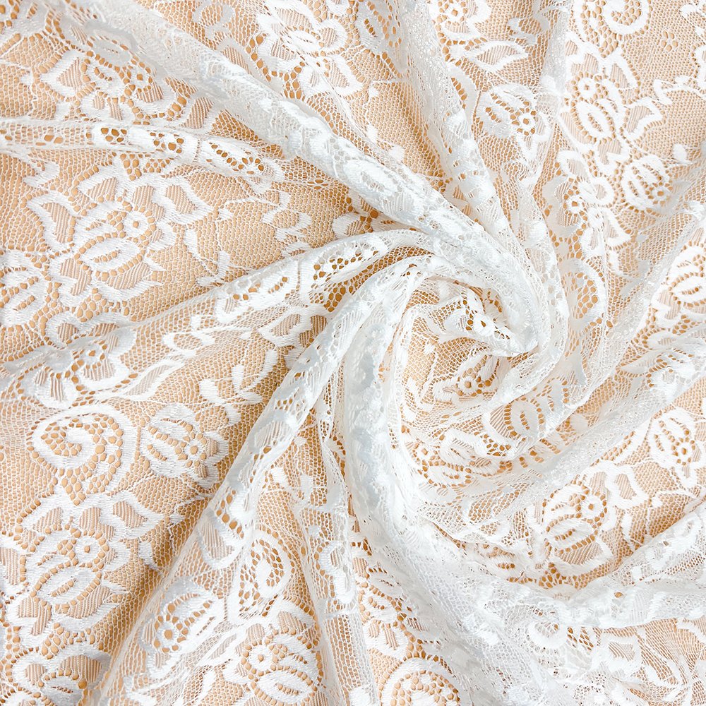 Oem reasonable price lace fabric nigerian 2023 nylon spandex breathable wavy edge lace fabric for dress