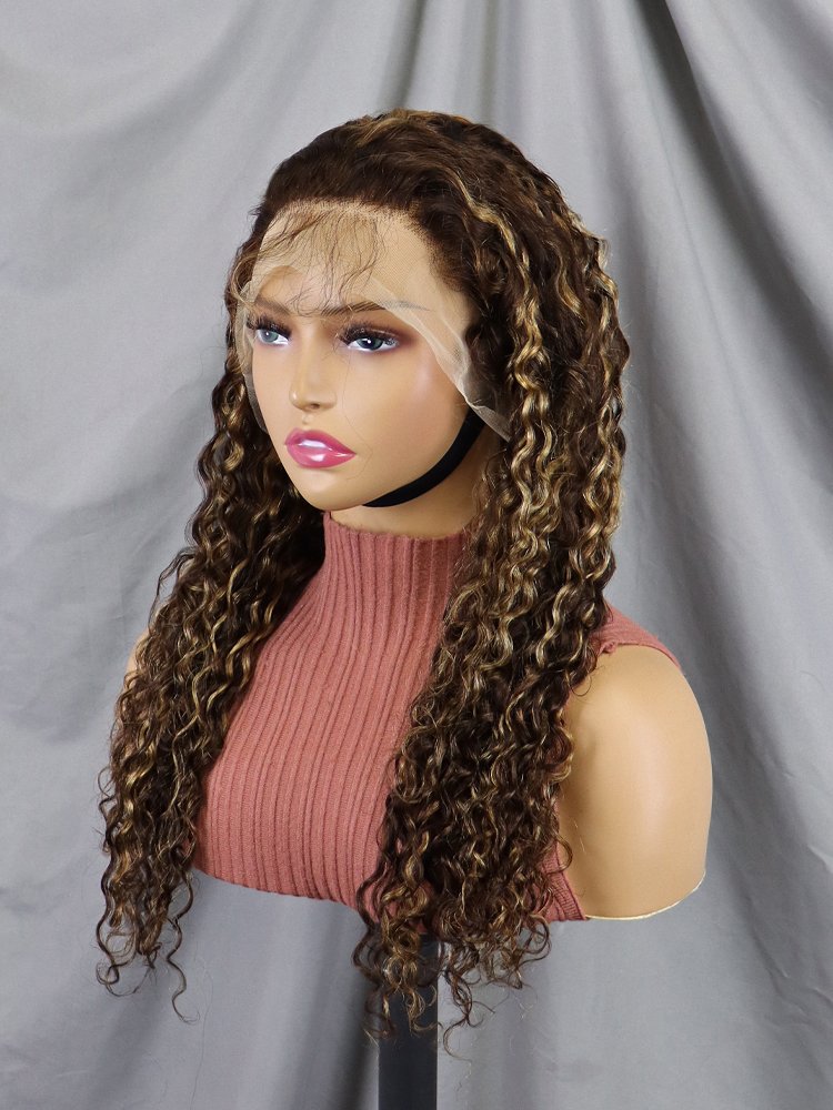 13x4 Human Hair Frontal Lace Wig High Density Virgin Hair Highlighted Wigs Ombre Color 4/30 Lace Front Human Wig For Black Women