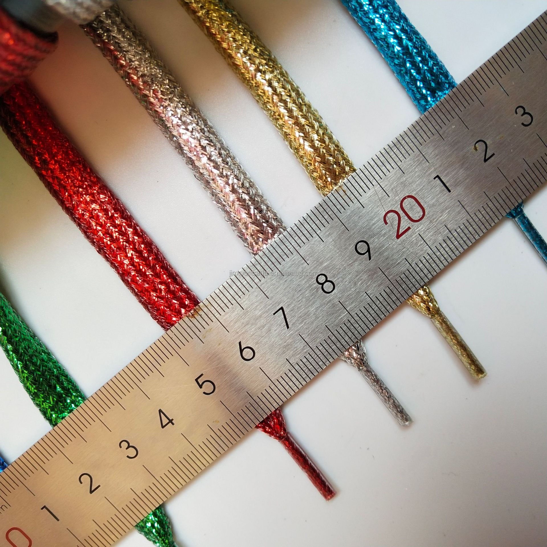 Various Colors 90cm,110cm,130cm Custom Shoe Laces Accessories Shiny Plastic Tip Glitter Metallic Flat Shoe Laces