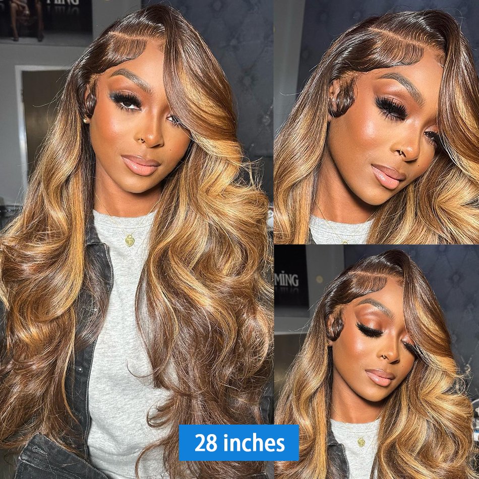 Factory Price Highlight Color Wigs 10-30 Inch Body Wave 13x6 Transparent Swiss Lace Frontal Wig