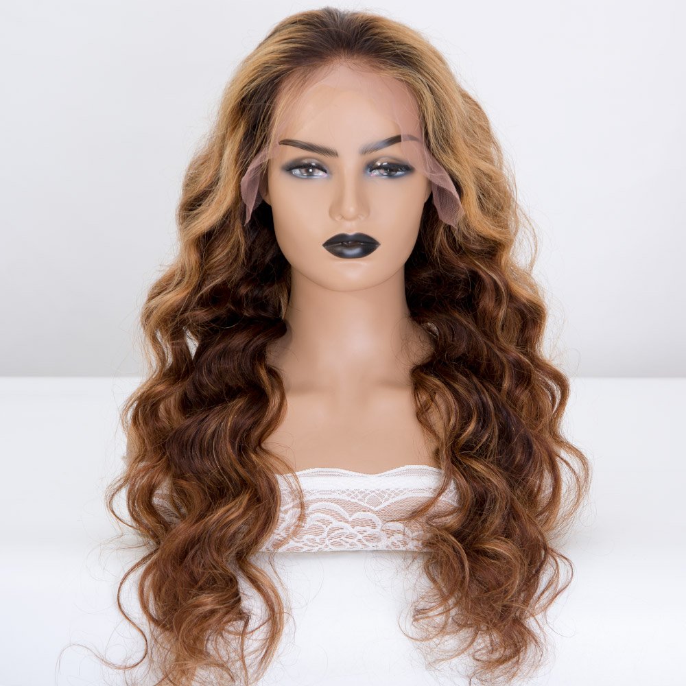 Factory Price Highlight Color Wigs 10-30 Inch Body Wave 13x6 Transparent Swiss Lace Frontal Wig