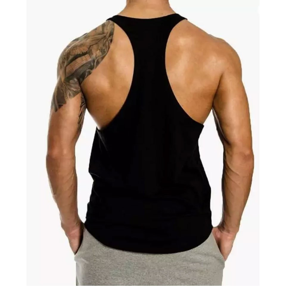 Men's Bodybuilding Stringer Tank Top Y-Back Gym Singlet Fitness Workout Training vest with customize printed logo